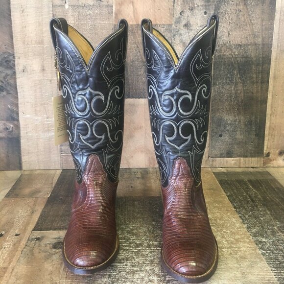 Tony Lama Vintage Round Toe Gold Label Teju Lizard Cowboy Boots Womens 4 B - Picture 7 of 12